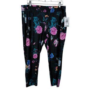 NWT TORRID Disney Alice In Wonderland Black Floral Crop Legging  2XL Z55